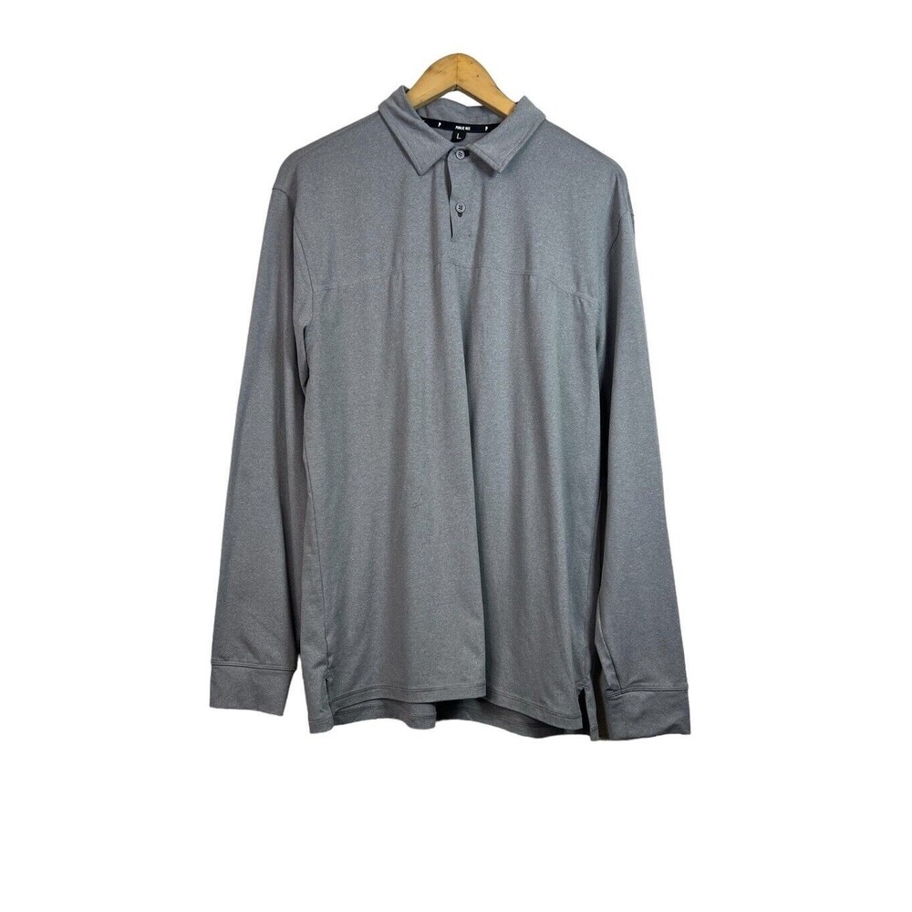 Public Rec Mens Gray Polo Long Sleeve Shirt Size L